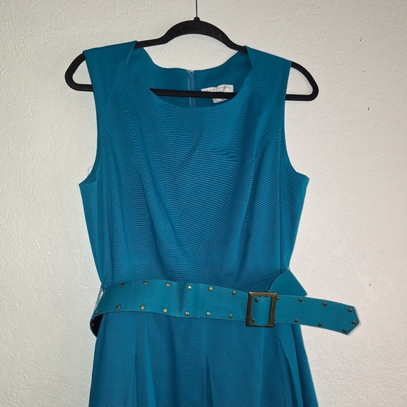 Peter Nygard Turquoise Belted Fit & Flare Dress Size 12 See Description - Picture 3 of 16